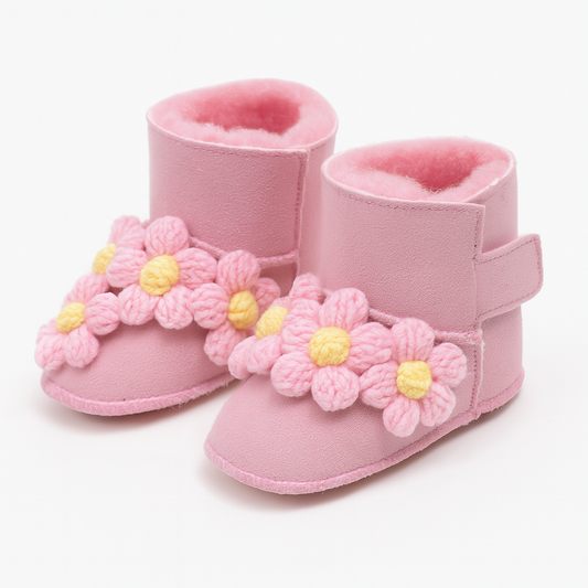 Chausson Bébé Style Botte Rose